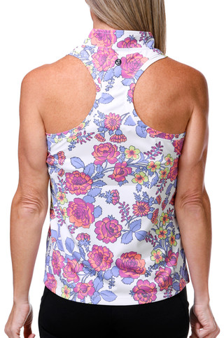 Thumbnail 2: Swannies Golf Women's Sleeveless 1/4 Zip Floral Racerback Polo 