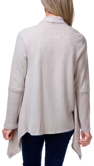Thumbnail 2: BOBEAU Women's Open Front Drape Cardigan Sweater 