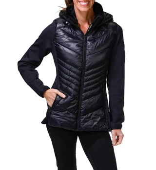 Thumbnail 1: DKNY Women's Long Sleeve Quilted Zip-Front Hooded Jacket 