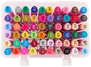Thumbnail 2: Flomo Creative 60 Pk Dual Tip Markers in Reusable Case w/ Handle  