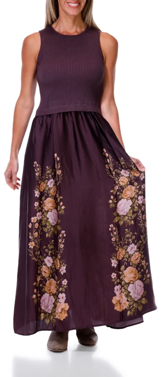 Thumbnail 1: TAYLOR Women's Sleeveless Floral Border Print Midi Dress 