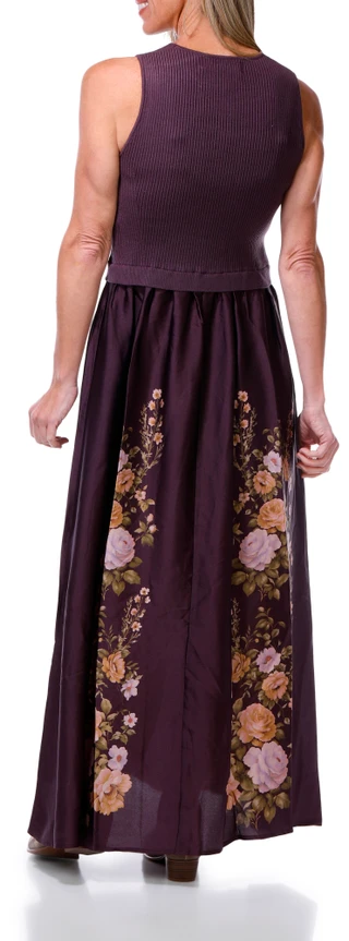 Thumbnail 2: TAYLOR Women's Sleeveless Floral Border Print Midi Dress 