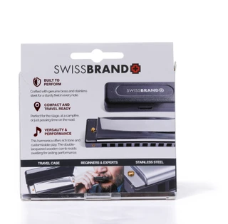 Thumbnail 2: Swiss Brand Stainless Steel C-Key Pocket Harmonica w/ Travel Case 
