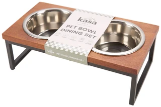 Thumbnail 3: Kasa Stainless Steel Pet Bowl Dining Set 