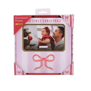 Thumbnail 1: Pearhead My First Christmas Stripe Bow Sentiment Frame  