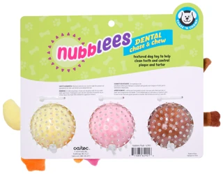 Thumbnail 2: CHASE N CHOMP 3 Pk Nubblees Spiky Squeaker Plush Dental Dog Toys 