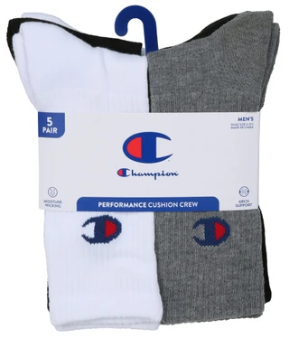 Thumbnail 1: Champion Men's 5 Pk Performance Cushion Crew Socks  