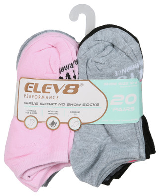 Thumbnail 1: ELEV8 Girls Performance Sport No Show Socks  
