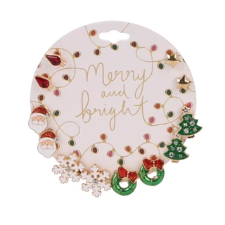 Thumbnail 1: Merry and Bright 6 Pc Christmas Icons Stud Earring Set  