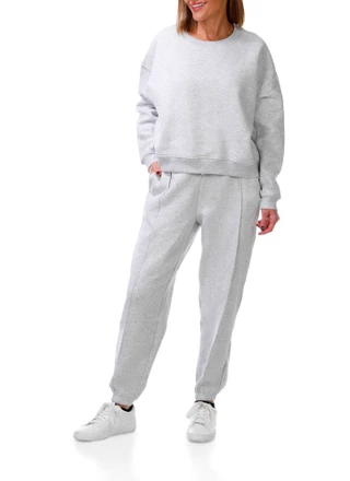 Thumbnail 1: 90 Degree 2 Pc Women's Long Sleeve Crew Neck Pintuck Jogger Pants Set 