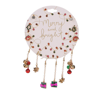 Thumbnail 1: Merry and Bright 6 Pc Christmas Stud Drop Earring Set  