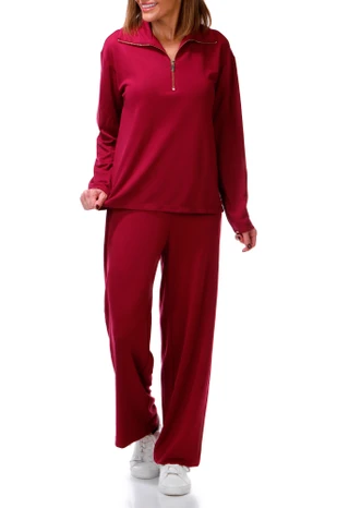 Thumbnail 1: JONES NEW YORK 2 Pc Women's Long Sleeve Quarter Zip Wide Pant Set  