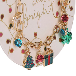 Thumbnail 2: Merry and Bright Gold Christmas Charm Bracelet  