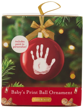 Thumbnail 1: KATE & MILO 2026 Baby's First Christmas Hand Print Ornament w/ Paint 
