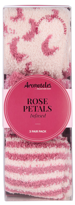 Thumbnail 1: AROMASOLES Women's 3 Pk Rose Petals Infused Cozy Socks 