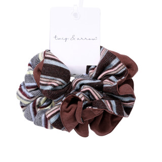 Thumbnail 1: TWIG & ARROW 2 Pk Large Striped Fabric Scrunchies  