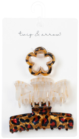 Thumbnail 1: TWIG & ARROW 3 Pc Assorted Tortoise Hair Clip Set  