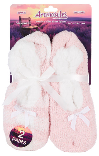 Thumbnail 1: AROMASOLES Women's 2 Pk Lavender & Shea Butter Non-Skid Socks 