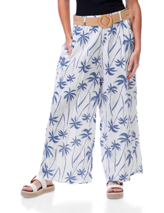 Thumbnail 1: Cece Women's Palm Tree Gauze Elastic Waist Pants 