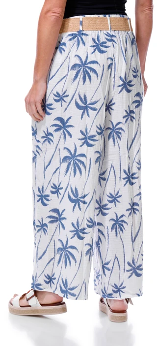 Thumbnail 2: Cece Women's Palm Tree Gauze Elastic Waist Pants 