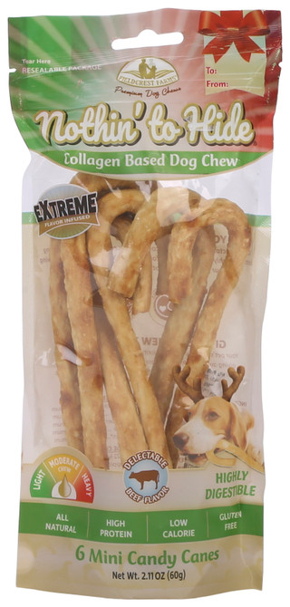 Thumbnail 1: Fieldcrest Farms 6 Pk Collagen Based Mini Candy Cane Dog Chew  