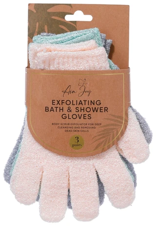 Thumbnail 1: AVA JOY 3 Pk Exfoliating Bath & Shower Gloves  
