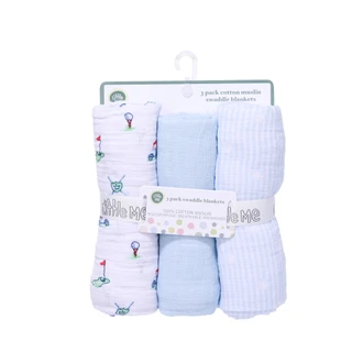 Thumbnail 1: Little Me Baby Boys 3 Pk Golf Print Swaddle Blankets  