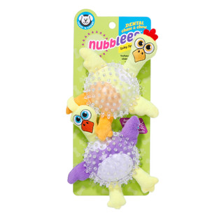 Thumbnail 1: CHASE N CHOMP 2 Pk Nubblees Spiky Squeaker Plush Dental Dog Chew Toys  