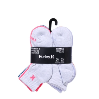 Thumbnail 2: Hurley 8 Pk Women's Quarter Crew Sweat Wicking Socks 