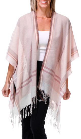 Thumbnail 1: Vince Camuto Women's Open-Front Ruana Wrap with Fringe Trim 