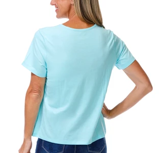 Thumbnail 2: Coral Bay Petite Embroidered Jeweled Crew Neck Short Sleeve Top 
