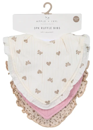 Thumbnail 1: Apple + Ivy 3 Pk Ruffle Baby Bib Set   
