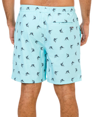 Thumbnail 2: Salt Life Men's Drawstring Marlin Print Swim Trunks  