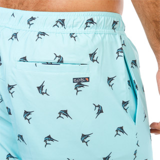 Thumbnail 3: Salt Life Men's Drawstring Marlin Print Swim Trunks  