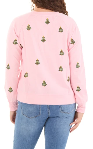 Thumbnail 2: Philosophy Republic Clothing Women's Long Sleeve Christmas Tree Embroidered Top 