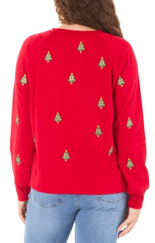 Thumbnail 2: Philosophy Republic Clothing Women's Long Sleeve Christmas Tree Embroidered Top 