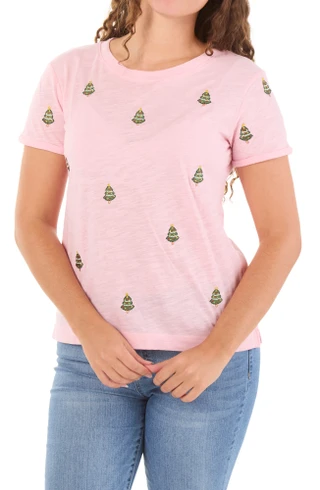 Thumbnail 1: Philosophy Republic Clothing Women's Christmas Tree Embroidered Tee 