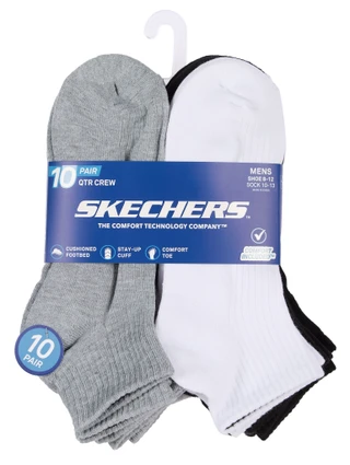 Thumbnail 1: Skechers Men's 10 Pk Cushioned Quarter Crew Socks 