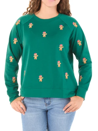 Thumbnail 1: Philosophy Republic Clothing Women's Embroidered Long Sleeve Christmas Top 