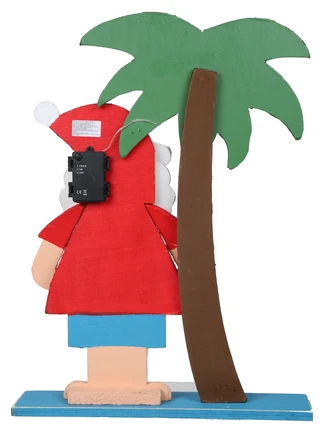 Thumbnail 2: Magical Season 26 in LED Coastal Christmas Wooden Santa & Palm Tree Decor 