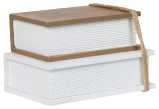 Thumbnail 2: . 4 in Wooden Merry Christmas Book Stack with Charm Decor 
