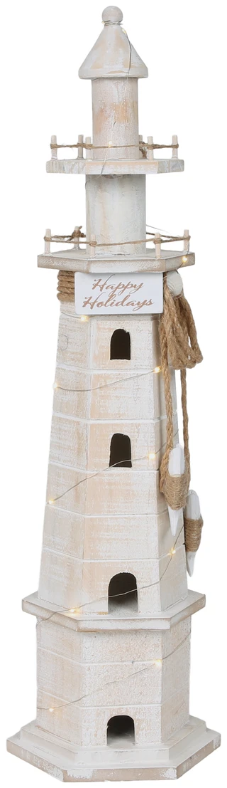 Thumbnail 1: Magical Season 22 in LED Wooden Christmas Happy Holidays Lighthouse Decor 