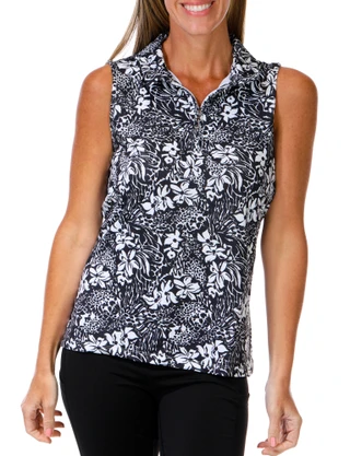 Thumbnail 1: Emerald Eighteen Women's Active Sleeveless Quarter Zip Polo Top  