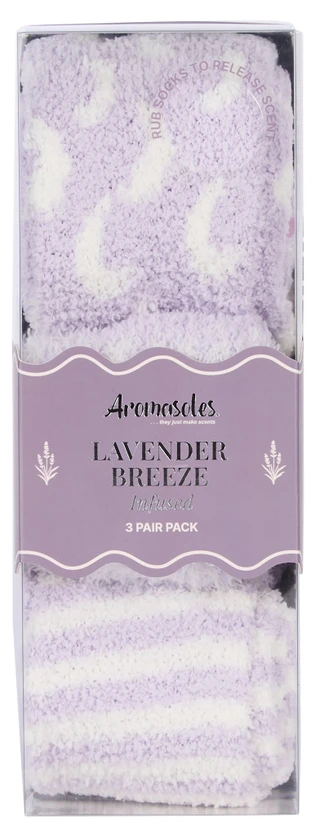 Thumbnail 1: AROMASOLES Women's 3 Pk Lavender Breeze Infused Cozy Socks 