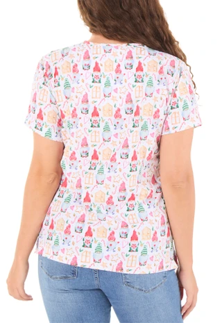 Thumbnail 2: Elite Med Women's Christmas Print Scrub Top 