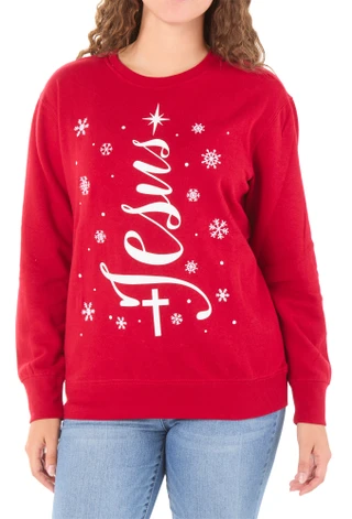 Thumbnail 1: Magical Season Women's Long Sleeve Christmas Graphic Fleece Top 