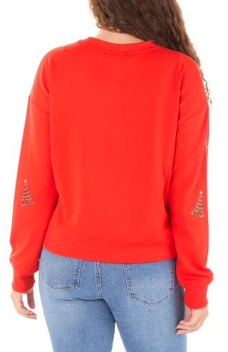 Thumbnail 2: Marled Juniors Crystal Christmas Tree Print Pullover Sweater 