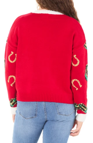 Thumbnail 2: Major Label Group Women's Christmas Embroidered & Rhinestone Pullover Sweater 