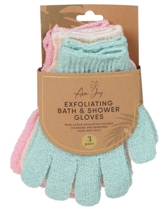 Thumbnail 1: AVA JOY 3 Pr Exfoliating Bath & Shower Gloves 