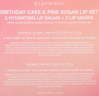 Thumbnail 2: Juliette & Co 4 Pc Birthday Cake & Pink Sugar Lip Balm Mask Set  